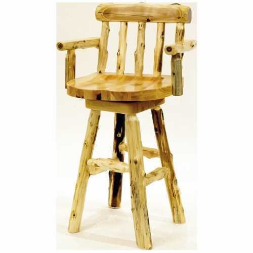 Cedar Bar Stool with Back and Arms