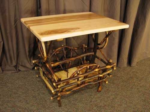 Hickory Rectangle End Table w/ Magazine Rack