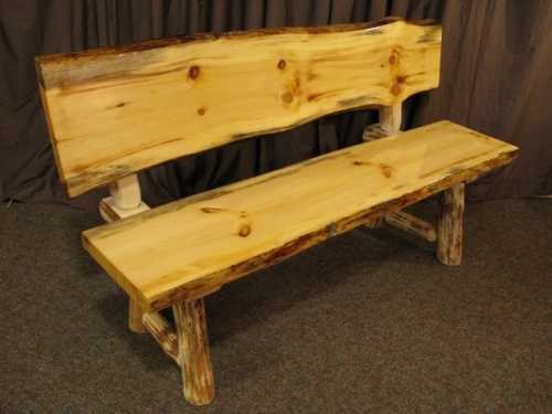 Live Edge Pine Bench with Back